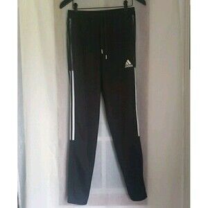 Adidas Women's Size S Pants Black White Side Stripe Ankle Zip Warm Up